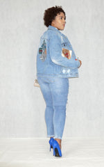 Charger l&#39;image dans la galerie, Veste en jean patchwork
