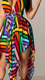 Load image into Gallery viewer, Colorblock V Neck Bohemian dresses
